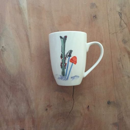 beker met groene ski - skicadeau van sportcadeautjes