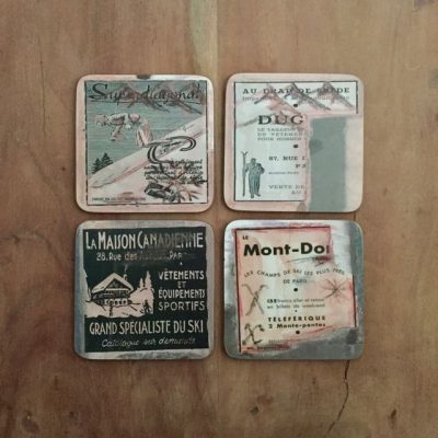 4 onderzetters wintersport - skicadeautje van sportcadeautjes