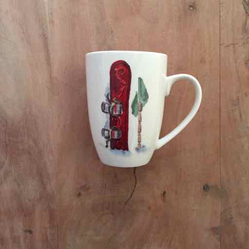 beker met rode snowboard - snowboardcadeau van sportcadeautjes