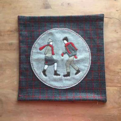 kussenhoes schaatsers - schaatscadeau van sportcadeautjes