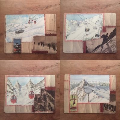 4 placemats wintersport - skicadeau van sportcadeautjes