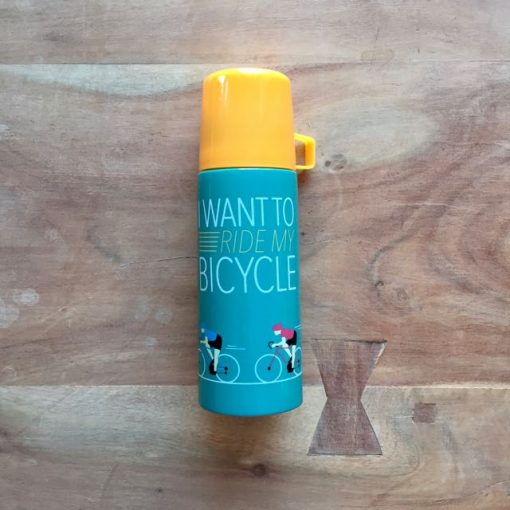 thermosfles i want to ride my bicycle - fietscadeautje van sportcadeautjes