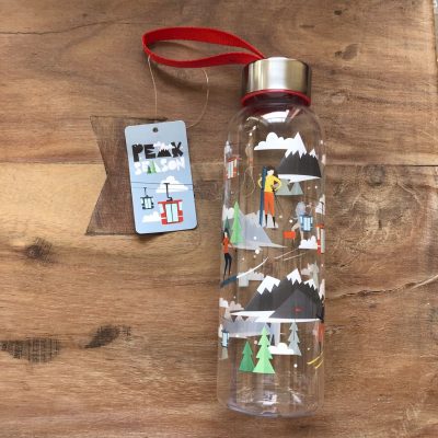 waterfles met skiers - skicadeau van sportcadeautjes