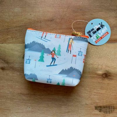 portemonnee met skiers - skicadeau van sportcadeautjes